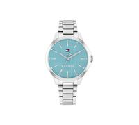 Quarzuhr TOMMY HILFIGER "CHLOE", edelstahlfarben, türkis, Armbanduhren, Damen, Quarzuhr, Armbanduhr, Damenuhr, Edelstahlarmband, analog (52681930-0) edelstahlfarben, türkis