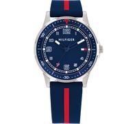 Quarzuhr TOMMY HILFIGER "KIDS", blau (dunkelblau, rot), Armbanduhren, Kinder, Quarzuhr, Armbanduhr, Kinderuhr, analog, Silikonarmband, Geschenkidee (65231301-0) dunkelblau, rot