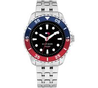 Quarzuhr TOMMY HILFIGER "KIDS", silber (silberfarben, schwarz), Armbanduhren, Kinder, Quarzuhr, Armbanduhr, Kinderuhr, analog, Edelstahlarmband, Geschenkidee (81966025-0) silberfarben, schwarz