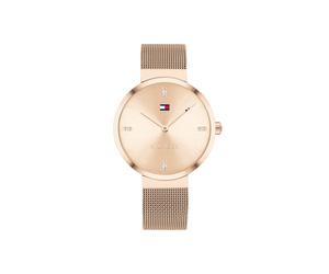 Quarzuhr TOMMY HILFIGER "LIBERTY", rosa (goldfarben), Armbanduhren, Damen, Quarzuhr, Armbanduhr, Damenuhr, Edelstahlarmband, analog (90418645-0) goldfarben