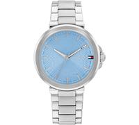 Quarzuhr TOMMY HILFIGER "LORI", blau (edelstahlfarben, hellblau), Armbanduhren, Damen, Quarzuhr, Armbanduhr, Damenuhr, Edelstahlarmband, analog (83376600-0) edelstahlfarben, hellblau