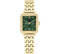 Quarzuhr TOMMY HILFIGER "MIA", gold (goldfarben, dunkelgrün), Armbanduhren, Damen, Quarzuhr, Armbanduhr, Damenuhr, Metallarmband, analog (97881123-0) goldfarben, dunkelgrün