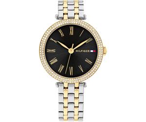Quarzuhr TOMMY HILFIGER "NATALIE", silber (silberfarben, goldfarben), Armbanduhren, Damen, Quarzuhr, Armbanduhr, Damenuhr, Glaskristalle, Edelstahlarmband (99728013-0) silberfarben, goldfarben