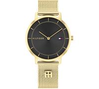 Quarzuhr TOMMY HILFIGER "TEA", gold (goldfarben, schwarz), Armbanduhren, Damen, Quarzuhr, Armbanduhr, Damenuhr, Edelstahlarmband, analog (34272621-0) goldfarben, schwarz