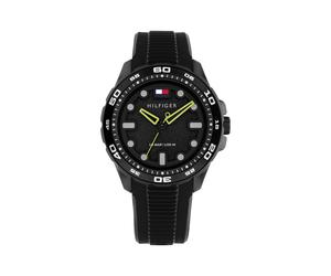 Quarzuhr TOMMY HILFIGER "TH Regatta", schwarz, Armbanduhren, Herren, Quarzuhr, Armbanduhr, Damenuhr, Herrenuhr, Silikonarmband, analog (79706748-0) schwarz
