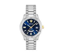 Quarzuhr VERSACE "APODIS", silberfarben, blau, Armbanduhren, Herren, Quarzuhr, Armbanduhr, Herrenuhr, Swiss Made, Edelstahlarmband, analog, GMT (13399532-0)