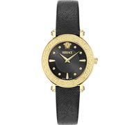 Quarzuhr VERSACE "GRECA SPHERE", schwarz, Armbanduhren, Damen, Quarzuhr, Armbanduhr, Damenuhr, Swiss Made, Saphirglas, Lederarmband, analog (37814107-0)