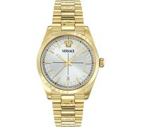 Quarzuhr VERSACE "MILLENYIUM GENT", gold (goldfarben, weiß), Armbanduhren, Herren, Quarzuhr, Armbanduhr, Herrenuhr, Swiss Made, Edelstahlarmband, analog, Datum (95979358-0) goldfarben, weiß