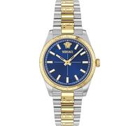 Quarzuhr VERSACE "MILLENYIUM LADY", gold (silbergoldfarben, blau), Armbanduhren, Damen, Quarzuhr, Armbanduhr, Damenuhr, Swiss Made, Edelstahlarmband, analog (14856725-0)