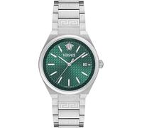 Quarzuhr VERSACE "V-AURIA", silber (silberfarben, grün), Armbanduhren, Herren, Quarzuhr, Armbanduhr, Herrenuhr, Swiss Made, Edelstahlarmband, analog, Datum (21611460-0)