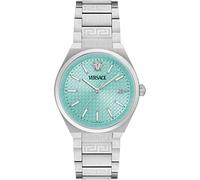 Quarzuhr VERSACE "V-AURIA", silber (silberfarben, türkis), Armbanduhren, Herren, Quarzuhr, Armbanduhr, Herrenuhr, Swiss Made, Edelstahlarmband, analog, Datum (64746522-0)