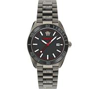 Quarzuhr VERSACE "V-DOME", schwarz (schwarz, schwarz), Armbanduhren, Herren, Quarzuhr, Armbanduhr, Herrenuhr, Swiss Made, Leuchtindizes (Zifferblatt), Datum (42590709-0)