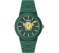 Quarzuhr VERSACE "V-POP GENTS", grün (dunkelgrün), Armbanduhren, Herren, Quarzuhr, Armbanduhr, Herrenuhr, Swiss Made, Silikonarmband, analog, Saphirglas (95520714-0) dunkelgrün