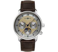 Quarzuhr ZEPPELIN "Friedrichshafen Lady Moonphase", braun (dunkelbraun), Armbanduhren, Damen, Quarzuhr, Armbanduhr, Damenuhr, Mondphase, Lederarmband, Made in Germany (41068728-0)