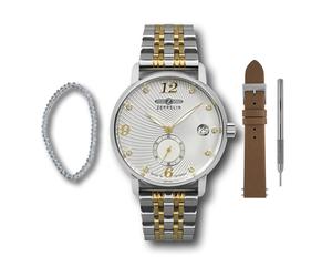 Quarzuhr ZEPPELIN "Luna", silber (silbergoldfarben), Armbanduhren, Damen, Quarzuhr, Armbanduhr, Damenuhr, Made in Germany, Edelstahlarmband (59445436-0) silbergoldfarben