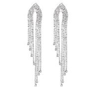 Quaste Ohrringe Silber Strass Große Lang Boho Hängend Glitter Prom Party Hochzeit Schmuck Chandelier Tassel Fasching Damen