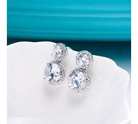 Quaste Zurück Hängende Kristallkugel S925 Sterling Silber Nadel Ohrringe Zirkon Ohrtropfen Ohrring Silber, GeRRiT, Silber