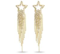 Quasten Ohrhänger, Kucheed Strass Ohrhänger, Langer Goldschmuck mit Künstlichem Diamant, Funkelnde Ohrringe in Kreis, Dreieck und Sternform, Brautschmuck als Geschenk für Geburtstag Hochzeit (A8)