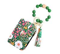 Quasten-Schlüsselanhänger-Tasche | Quasten-Schlüsselanhänger für Lippenstift, PU-Leder, Schlüsselanhänger mit Armband für Damen, Mädchen, Erwachsene, grün, Refer to description