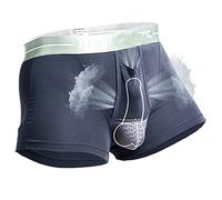 qudang Herren Boxershorts mit Bulge Beutel in Physiologische Gesundheit Design Unterhosen Männer Baumwolle Retroshorts Stretch Hipster Autmungsaktiv Boxer Short Briefs （Grau ，XL