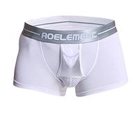 qudang Herren Boxershorts mit Bulge Beutel in Physiologische Gesundheit Design Unterhosen Männer Baumwolle Retroshorts Stretch Hipster Autmungsaktiv Boxer Short Briefs （Weiß ，L