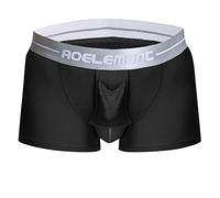 qudang Herren Boxershorts mit Bulge Beutel in Physiologische Gesundheit Design Unterhosen Männer Baumwolle Retroshorts Stretch Hipster Autmungsaktiv Boxer Short Briefs （Schwarz ，XL