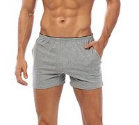 qudang Herren Boxershorts Weiter Boxer American Woven Retro Shorts Weite Retroshorts Männer Unterhosen Baumwolle Hipster Bequeme Weite Passform Boxers Short Sport Gym Fahrrad(M, Grau)