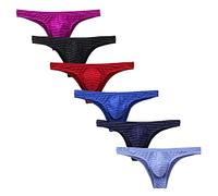 qudang Herren Strings 6er Pack T-Back Bikinis Tanga Sport Minislip Männer G-String Sexy Unterhosen Low Rise Erotik Unterwäsche Fahrrad Gym Clubwear Reizwäsche （Mehrfarbig, M