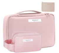 Queboom Reise-Make-up-Tasche, Kosmetiktasche, Schminktasche, Kulturbeutel f r Damen und Herren (Pink-3pcs)