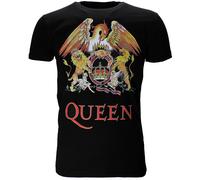 Queen Classic Crest Logo Band T-Shirt Schwarz - Offizielles Merchandise XL Schwarz