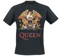 Queen Crest Vintage Männer T-Shirt schwarz XXL 100% Baumwolle Band-Merch, Bands