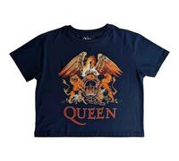 Queen Crop Top T Shirt Classic Crest Band Logo Nue offiziell Damen Denim S