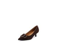 QUEEN HELENA Damen Pumps mit mittelhohem Absatz elegant ZM12007 | Geometrische Verzierung mit leuchtendem Rand, Frontzunge, breitem Ausschnitt und schmalem Absatz mit ausgestelltem Fuß