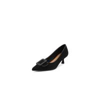 QUEEN HELENA Damen Pumps mit mittelhohem Absatz elegant ZM12007 | Geometrische Verzierung mit leuchtendem Rand, Frontzunge, breitem Ausschnitt und schmalem Absatz mit ausgestelltem Fuß