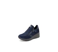 QUEEN HELENA Hohe Sneakers mit Keilabsatz, Turnschuhe mit seitlichem Reißverschluss für Damen, X33 28 Blau, 37 EU
