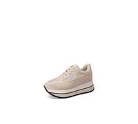 QUEEN HELENA Platform-Sneakers, hohe Turnschuhe, bequem, für Damen X33-19, beige, 38 EU