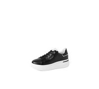 QUEEN HELENA QH8003 Sneakers aus Leder, Platform, Freizeitschuhe für Damen, Qh7011 Schwarz, 37 EU