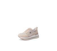 QUEEN HELENA Sneakers aus echtem Leder mit Keilabsatz, Freizeitschuhe für Damen QH9012, beige, 37 EU