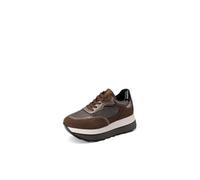 QUEEN HELENA Sneakers Hohe Turnschuhe Platform Damen X33-17, braun, 35 EU