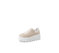 QUEEN HELENA Sneakers Platform Hohe Turnschuhe mit Keilabsatz Casual Damen X32-11, gold, 37 EU