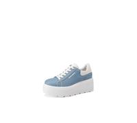 QUEEN HELENA Sneakers Platform Hohe Turnschuhe mit Keilabsatz Casual Damen X32-11, Jeansblau, 37 EU