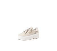 QUEEN HELENA Sneakers Platform Turnschuhe mit Glitzer-Schnürsenkeln Casual Damen X32-61, beige, 38 EU