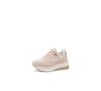 QUEEN HELENA Sneakers Platform Turnschuhe mit Keilabsatz Casual Damen X32-16, beige, 39 EU