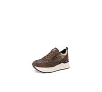 QUEEN HELENA Sneakers Platform Turnschuhe mit Keilabsatz Damen X33-20, braun, 38 EU