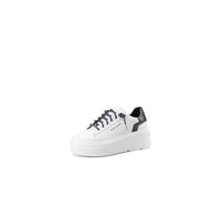 QUEEN HELENA Turnschuhe mit glitzernden Schnürsenkeln, Plateau-Sneakers für Damen, X31-13, Weiß und Blau., 40 EU