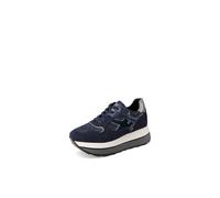 QUEEN HELENA Turnschuhe, Platform, hohe Sneakers für Damen, X33-18, blau, 37 EU
