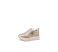 QUEEN HELENA Turnschuhe Platform Sneakers mit Keilabsatz Casual Damen X32-17, gold, 35 EU