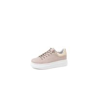 QUEEN HELENA X30-11 Sneaker, flach, mit Glitzer-Schnürsenkeln, lässig, Plateau, für Damen, beige, 39 EU