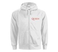 Queen Kapuzenpullover Classic Crest Band Logo Nue offiziell Damen Weiß Zipped M