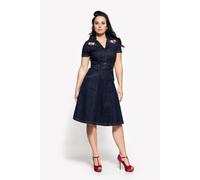 Queen Kerosin 50s Swing Jeanskleid mit Stickerei QK4211015338 Denim-XS
